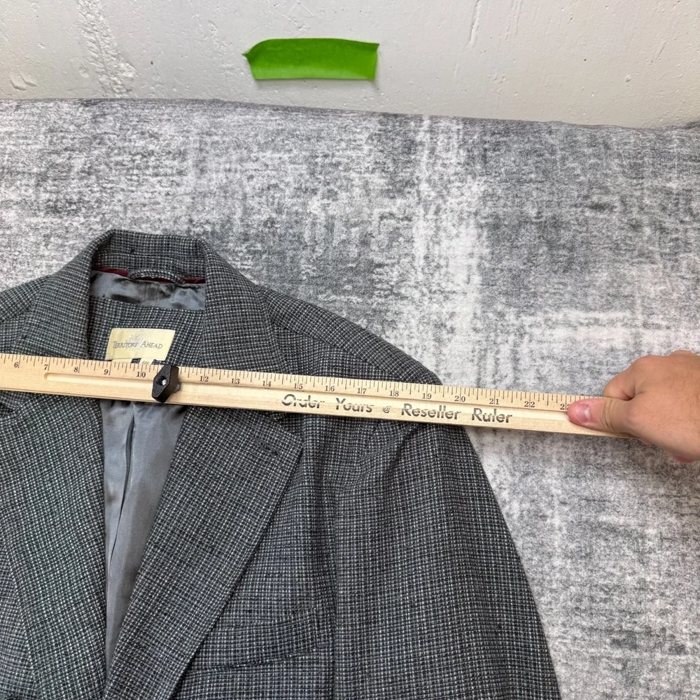 Territory Ahead‎ Blazer Jacket Mens 44R Silk Blue Gray Woven Coat Three Button